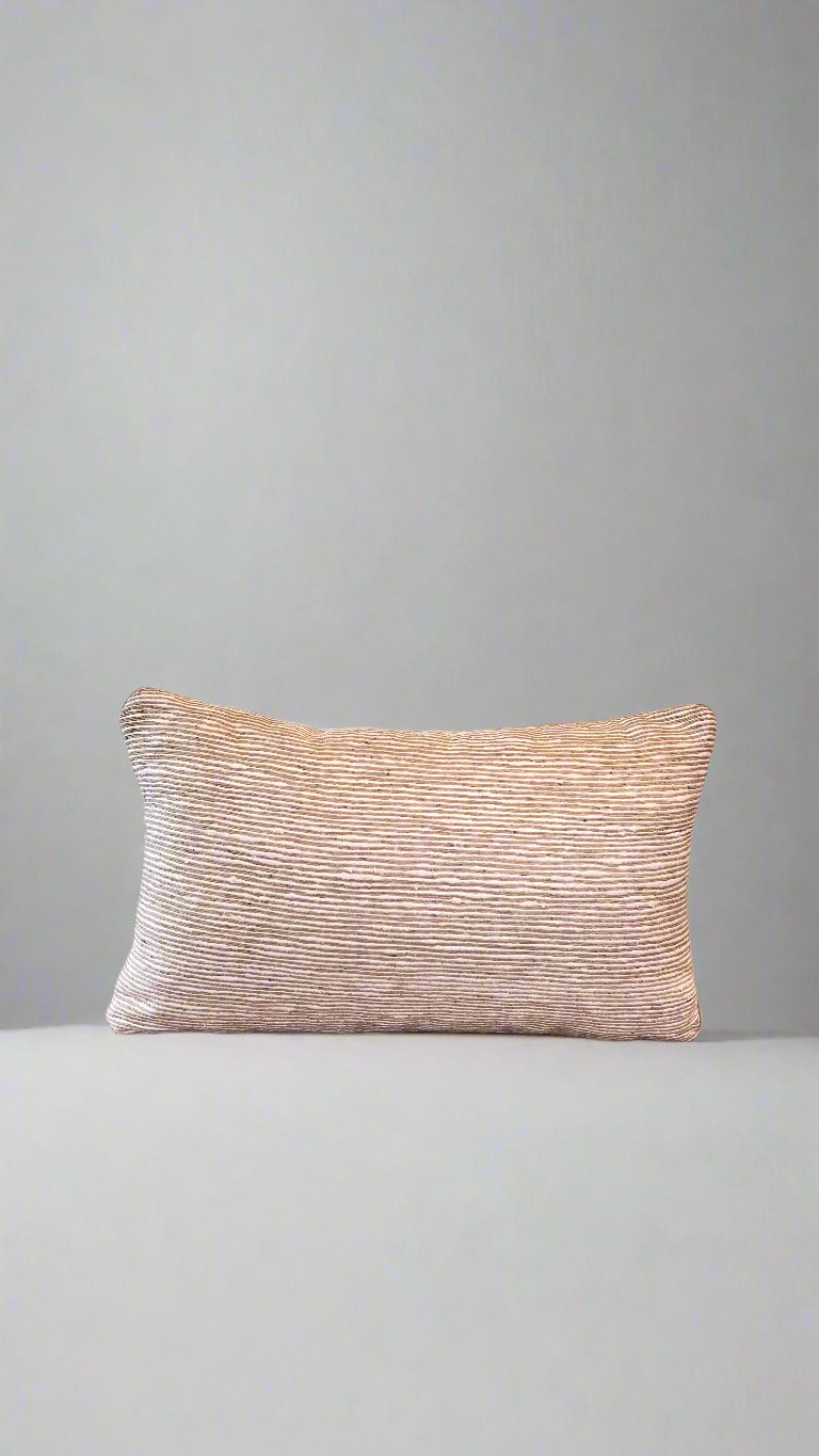 silk Cushion – Stripes (beige and white)