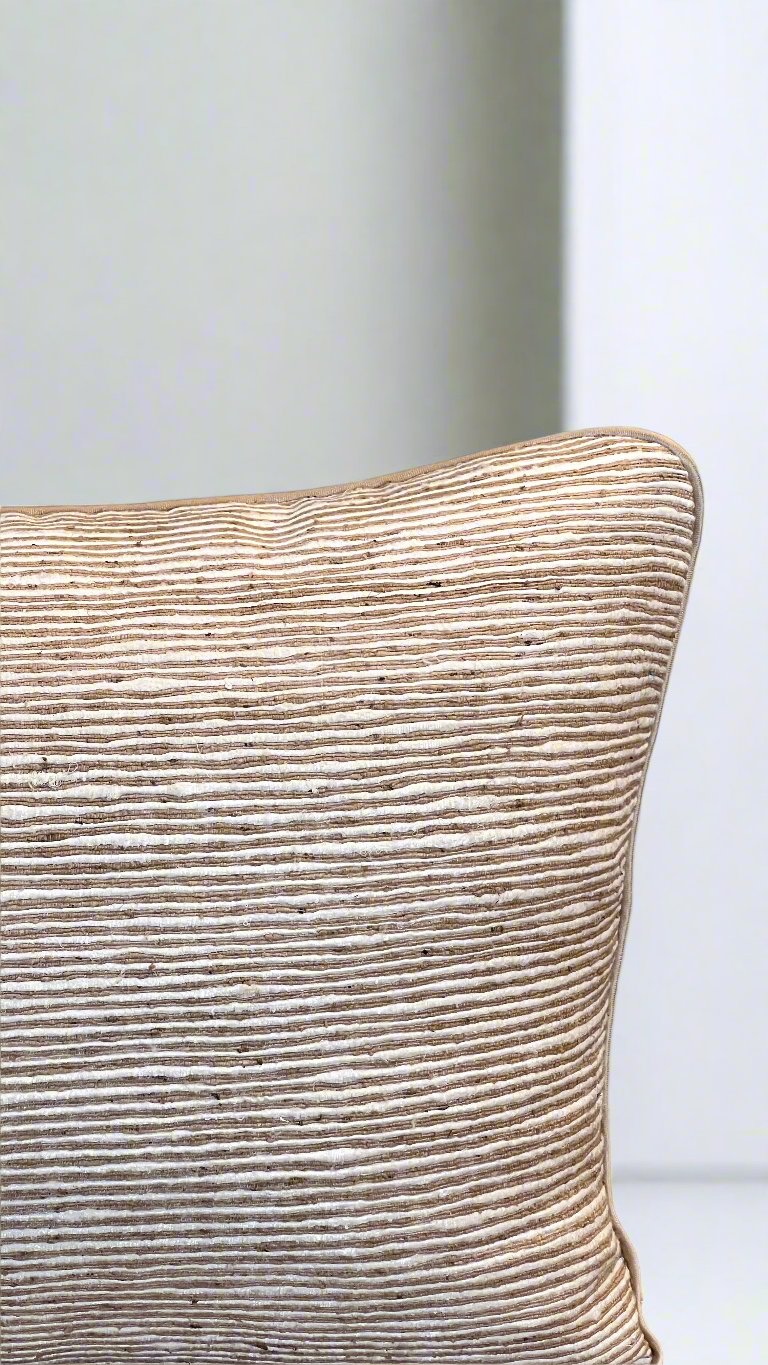 Silk Cushion – Stripes (beige and white)