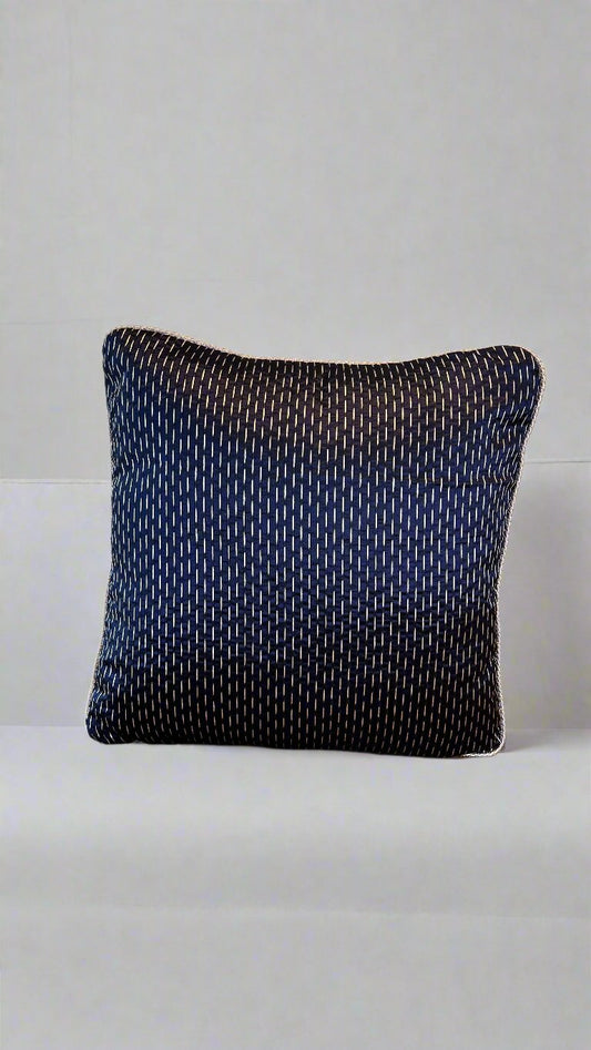 cushion Blue with silver piping